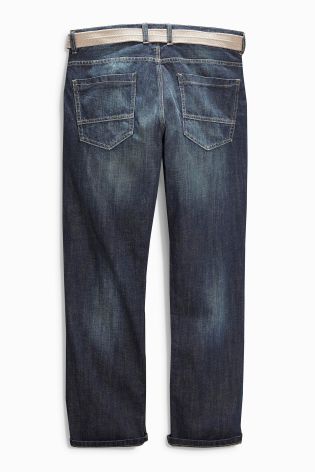 Dark Wash Belted Jeans